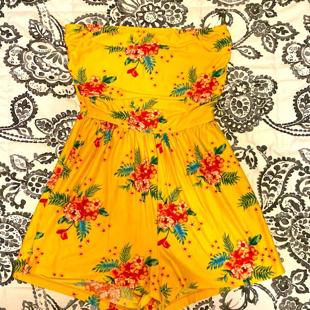 Justify, yellow floral romper.